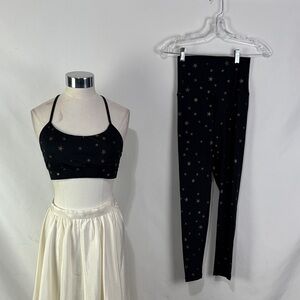 Chrldr Black Star Print Bra Top and Leggings Set